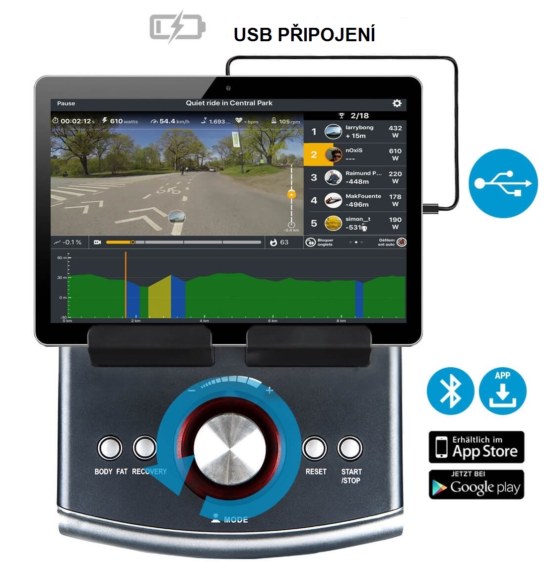 Eliptický trenažér Hammer Cross Motion BT aplikace