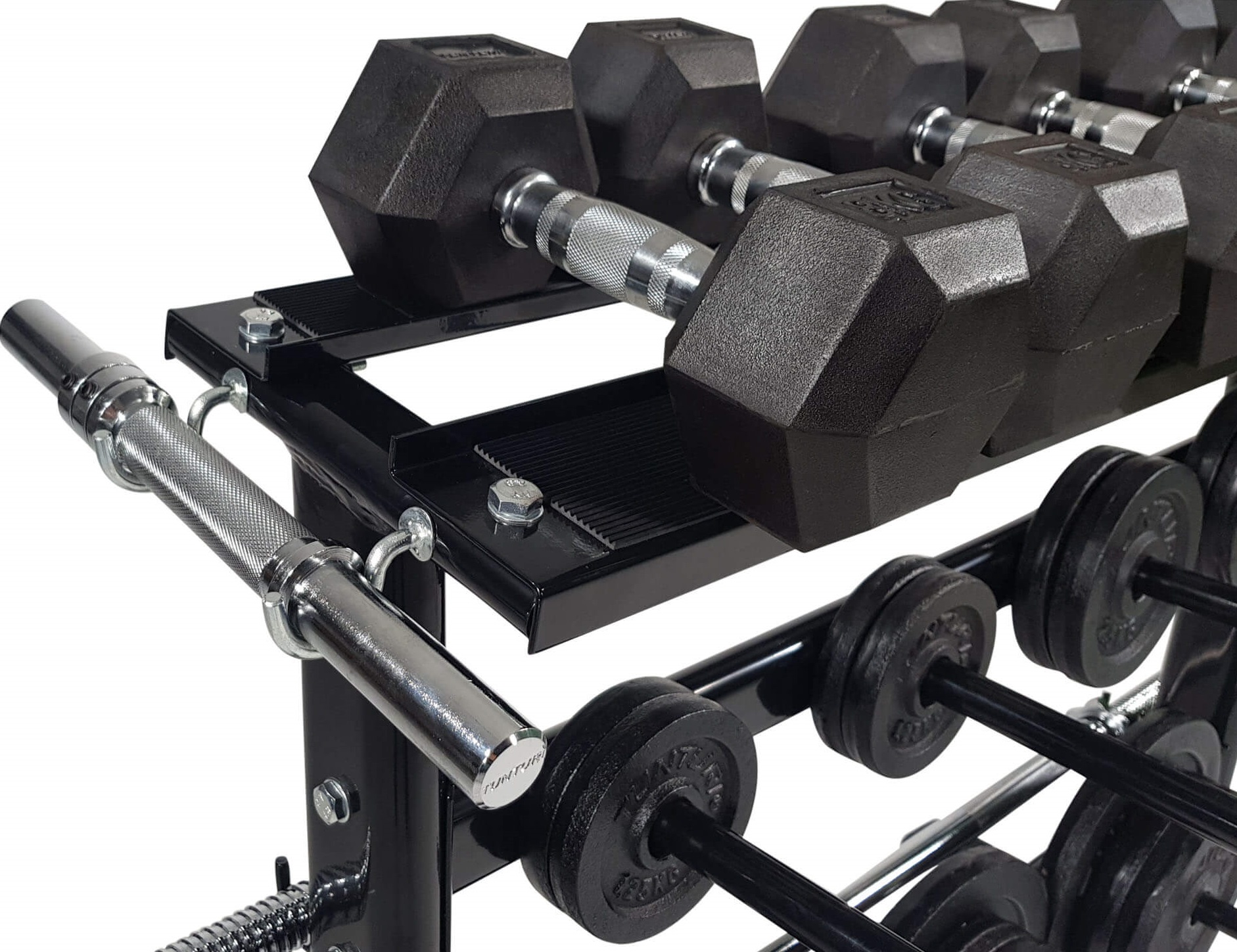 Odkládací stojan na kotouče a činky TUNTURI háčky na hřídel