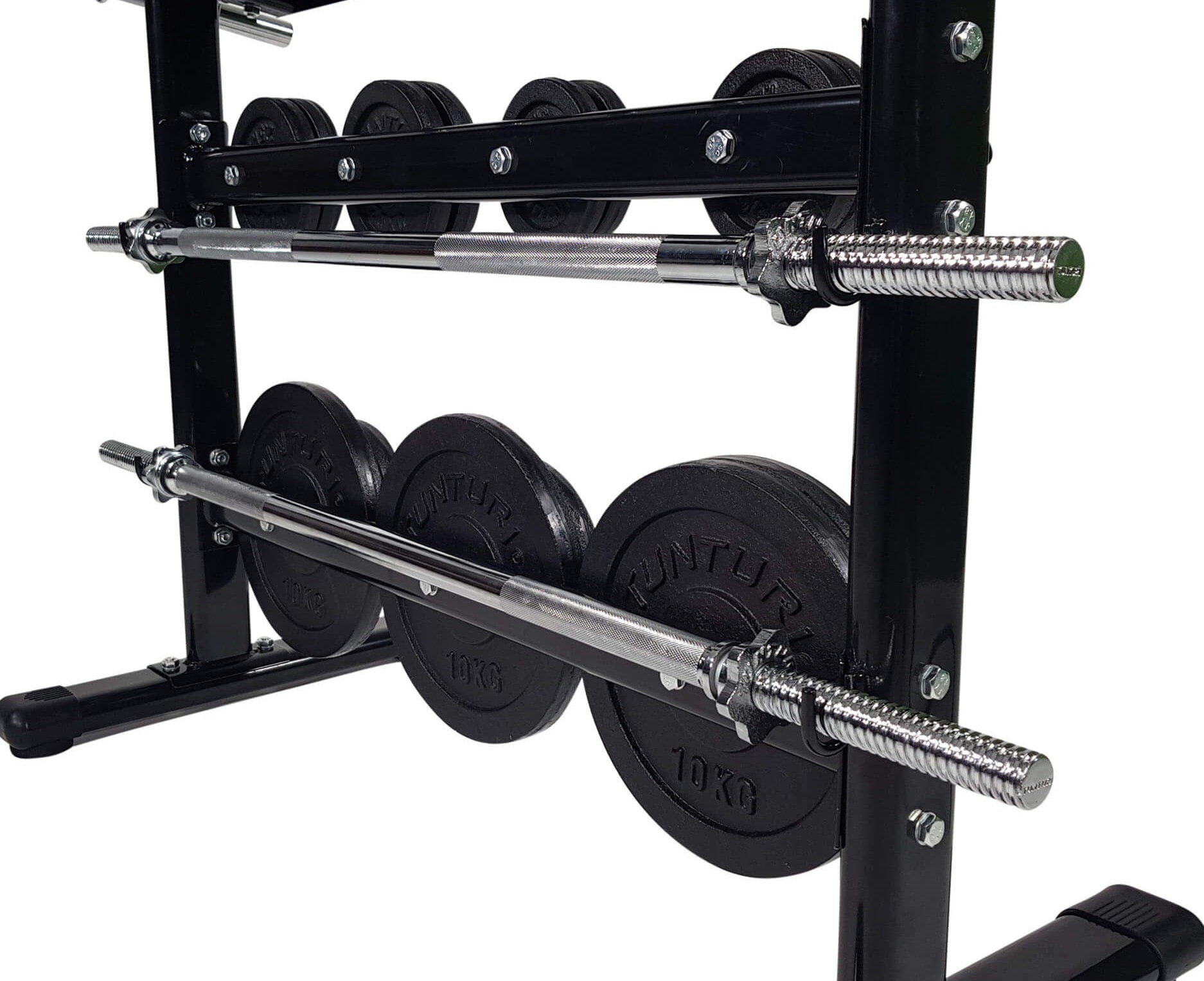 Odkládací stojan na kotouče a činky TUNTURI háčky na dlouhou osu