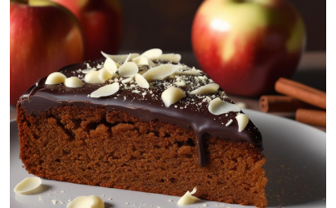Vláčný jablečný koláč s čokoládovou polevou