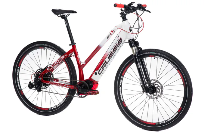 CRUSSIS e-Cross lady 9.6 19" červeno-bílá 2021