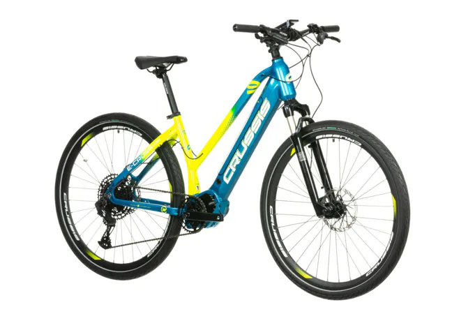 CRUSSIS e-Cross Low 9.8 17" modro-žlutá 2023