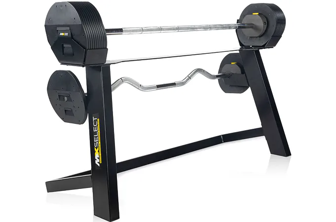 Set nastaviteľné veľké činky TUNTURI MX100 Select 45 kg se stojanem (12,7 - 45,3 kg) 