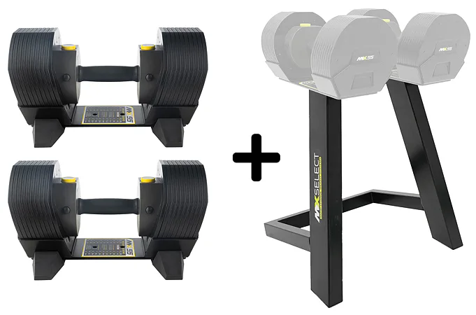 Set nastaviteľných činiek TUNTURI MX55 Select 2x 25 kg so stojanom