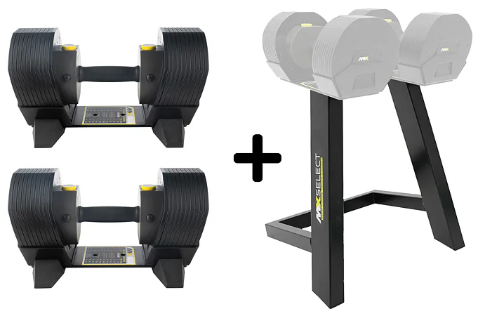 Set nastaviteľných činiek TUNTURI MX85 Select 2x 39 kg so stojanom