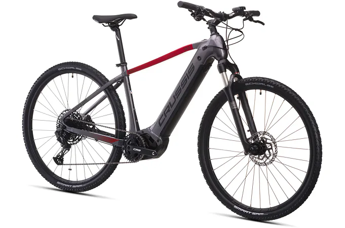 CRUSSIS e-Cross 9.11-715 Wh 18" sivo-červená 2026