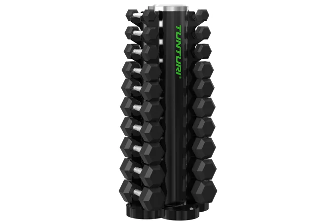 Súprava jednoručných činiek TUNTURI Platinum Hexa 1-10 kg + stojan