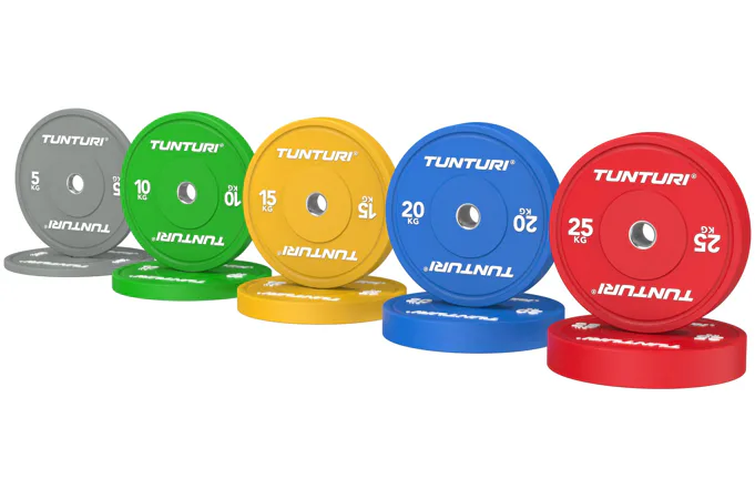 Set Olympijských Bumper kotúčov TUNTURI Platinum - 150 kg