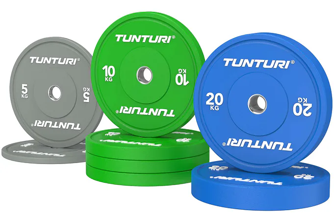 Set Olympijských Bumper kotúčov TUNTURI Platinum - 90 kg