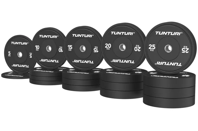 Set Olympijských Bumper kotúčov TUNTURI Platinum Čierny - 290 kg