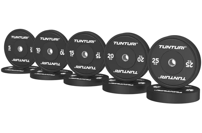 Set Olympijských Bumper kotúčov TUNTURI Platinum Čierny - 150 kg