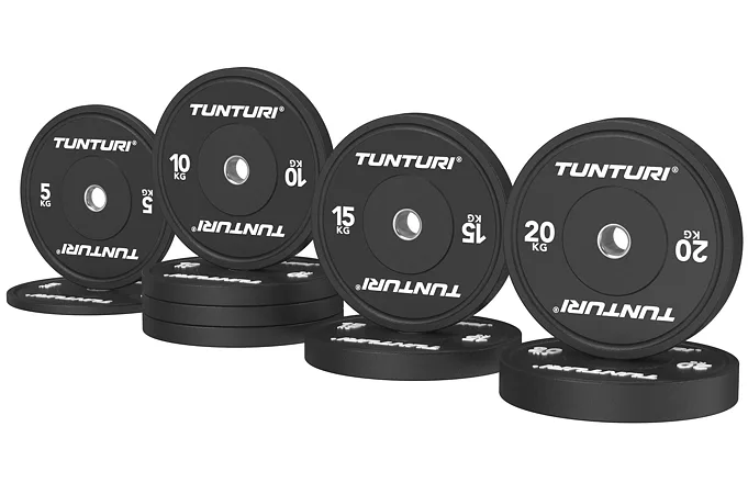 Set Olympijských Bumper kotúčov TUNTURI Platinum Čierny - 120 kg