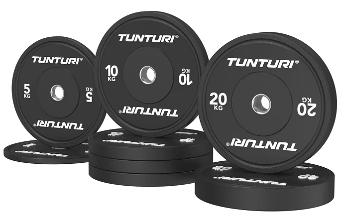 Set Olympijských Bumper kotúčov TUNTURI Platinum Čierny - 90 kg