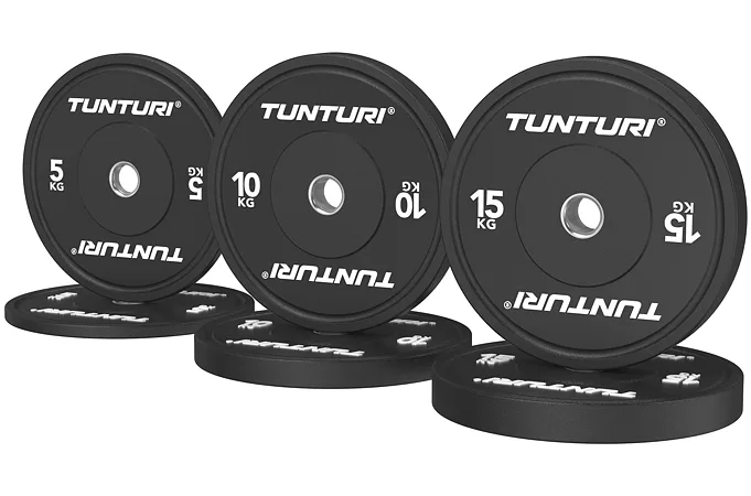 Set Olympijských Bumper kotúčov TUNTURI Platinum Čierny - 60 kg