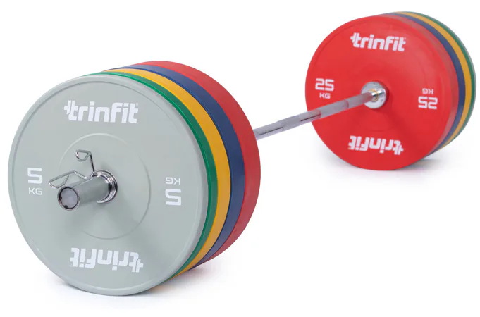 Olympijská činka TRINFIT 170 kg Bumper farebná
