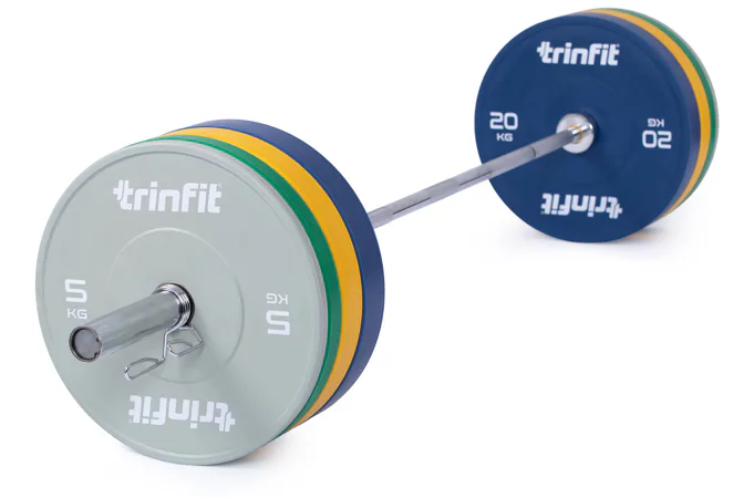 Olympijská činka TRINFIT 120 kg Bumper farebná