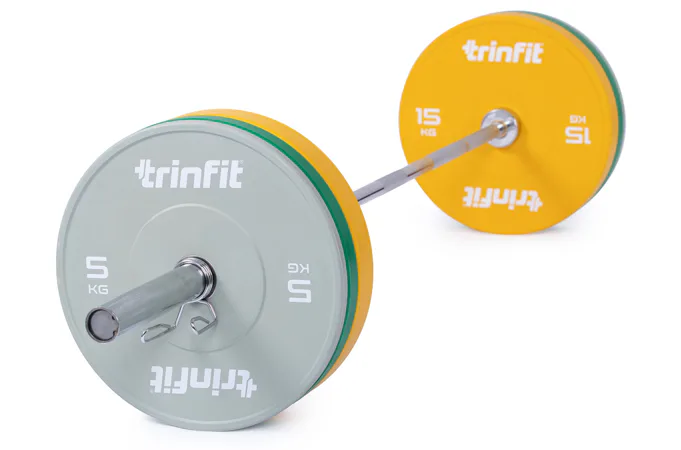 Olympijská činka TRINFIT 80 kg Bumper farebná