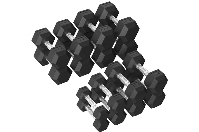 Set Jednoručných činiek TUNTURI Platinum Hex 2,5-20kg (8 párov)