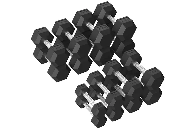 Set Jednoručných činiek TUNTURI Platinum Hex 2,5-20kg (8 párov)